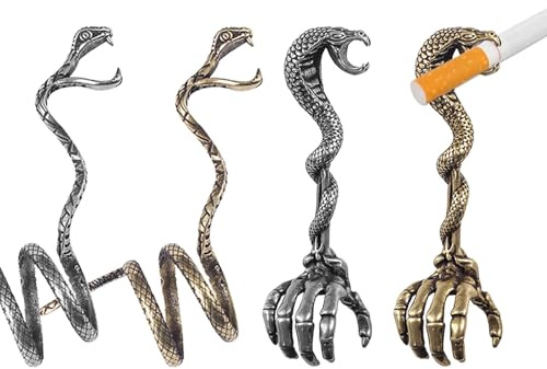 Anello per dito portacigarette a forma di serpente - 4 anelli portacigarette a forma di cobra, accessori gotici per allungare il dito durante la fuma per signore e signori, regali per uomini e donne