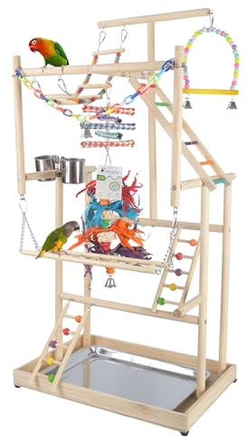 Parrot Playground Large 4 Layers - Small Bird Playground Parakeet Play Stand Bird Gym Parrots playpen Play Playstand Parrot Tree for Cockatiel Lovebirds Conure Cockatoos Finch Budgies