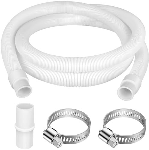 twoonto Drain Hose Extension for Washing Machines, Universal 1.5M White, Set Including Connector and Clamps
