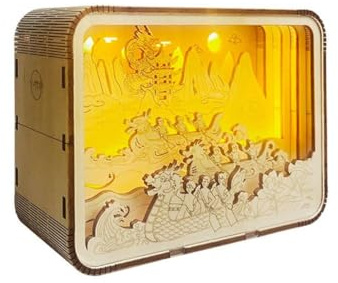 AMEIYUN Wooden Carved Night Light 3D Three-Dimensional Puzzle Small Night Wooden Carved Lantern Handmade DIY Gift Creative Decoration