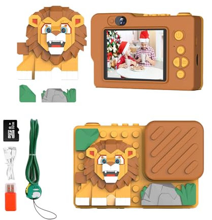 Appareil photo instantané pour enfants - 48 MP - Avec carte de 32 Go - Écran 2,4 - 1080P HD - Anti-chute - Pour anniversaire, Noël - Jaune