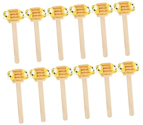 HOLIDYOYO 12pcs Bee-themed Honey Dipper Decor Miniature Crafts for Tiered Trays Spring Farmhouse Display for Festivals and Projects