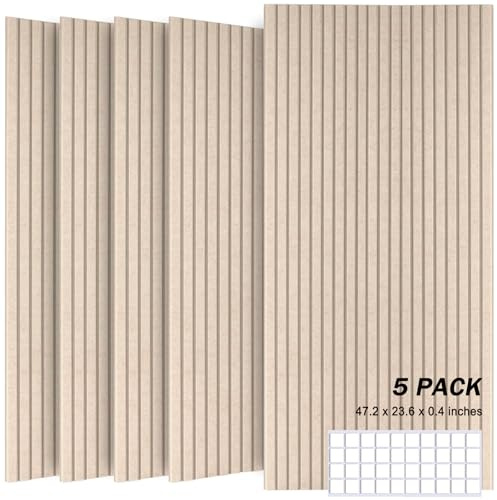 JVJVJ Large Acoustic Panels, 48X24X0.4 Sound Proof Foam Panels for Walls, Sound Dampening Panels, Soundproof Wall Panels for Home Studio&Office Decor. (Deep Camel, 5 Pack)