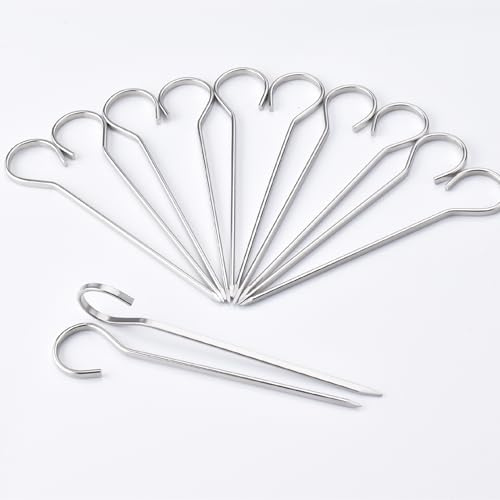 HONSHEN Lot de 12 mini brochettes plates en acier inoxydable de 12,1 cm pour barbecue, tiges de cuisson, maïs sur le gril, 12 pièces (12,5 cm, barbecue plat 12 cm)