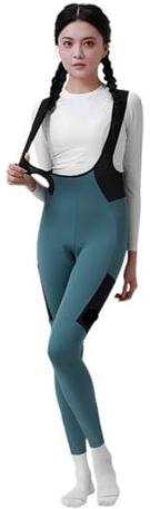Salopette Ciclismo Pantaloni con bretelle termici da ciclismo Donna Calzamaglia con bretelle da bici invernale da bici Leggings lunghi imbottiti da bicicletta con tasche Pantaloni da ciclismo(Black,L)