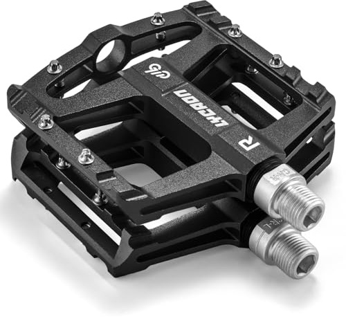LYCAON Pédales pour Vélo, Pédale de vélo Antidérapante en Alliage d'aluminium CNC, CR-MO & 3 Pédales de Roulements pour BMX VTT 9/16 Pouces (Noir)