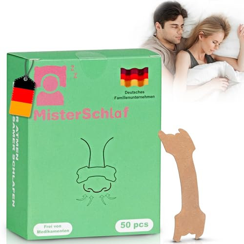 Nasenpflaster 50 Stück, gegen Schnarchen, extra guter Halt, für bessere Schlafqualität, Feuchtigkeitsresistent, 66x19mm