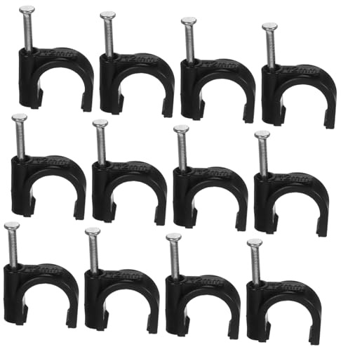 Amosfun 100 Stück Schwarze Runde Rohrschellen aus Stahl und Kunststoff Einfache Handhabung Sichere Befestigung von Rohren und Kabeln für Heimwerker und Installation