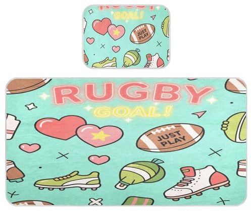 Miaozhen - Colchón de enfriamiento para bebé, 28 x 52 pulgadas, absorbente, pelota de rugby con patrón de corazón verde, almohadillas para cama para bebés y niños pequeños