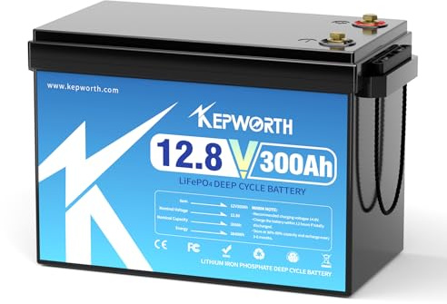 KEPWORTH Lithium Batterie 12V 300Ah 3840Wh LiFePO4 Deep Cycle Batterien, 200A BMS, perfekt für Wohnmobil,Solarpanel Kit,Boot,Solaranlage Komplettset, Trolling-Motor,Boot
