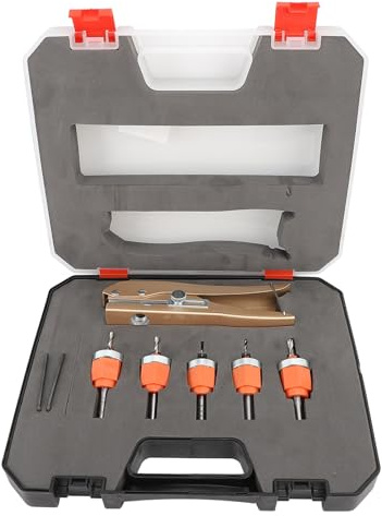 Aramox Juego de 6 Brocas Avellanadas para Carpintería, Brocas Cónicas con Límite Ajustable para Madera, Plástico y Metal blando.