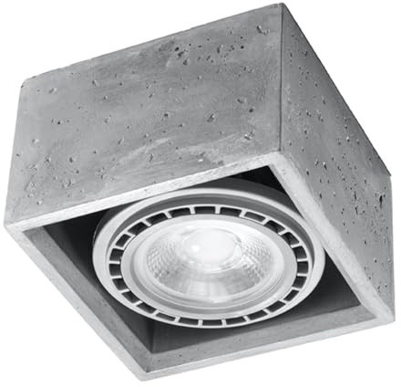 SOLLUX lighting Deckenlampe Deckenleuchte Deckenstrahler Beton 1 Flammig LED Lampe Glühbirne 3000K Grau Zentra