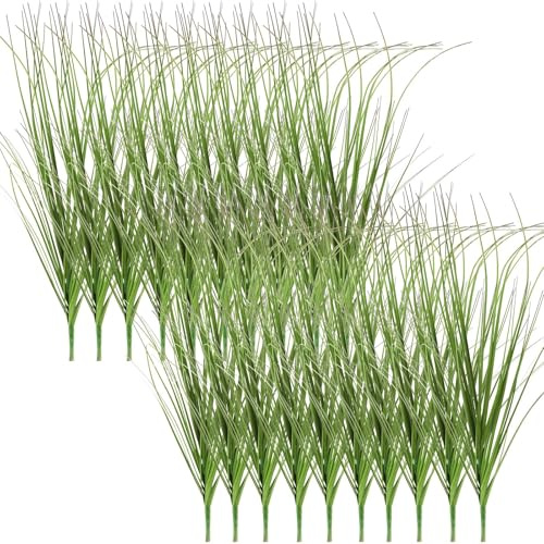 20 Piezas Hierba de Trigo Arbustos Verdes Plantas Artificiales Decorativas, 51cm Hierbas Artificial Resistentes a Los Rayos UV, para Jardín Hogar Oficina Veranda Boda Fiesta