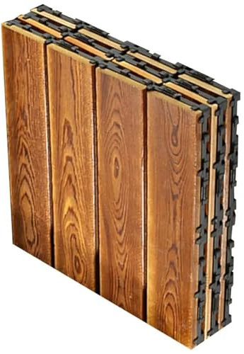 SUBLXPoten Dalles Clipsables Exterieur Revêtement de Sol de terrasse 3 Lames emboîtables en Bois for Salle de Bain, décoration intérieure for Piscine