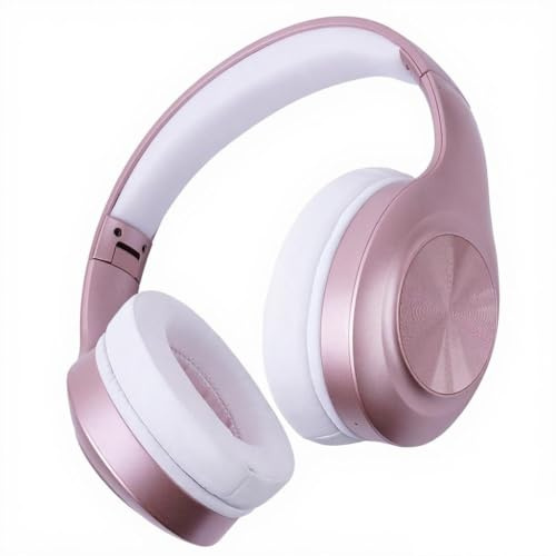 JH-923 Wireless Headphones Over Ear,Foldable Bluetooth Headsets,3EQ Sound Modes, Hi-Res Audio with Deep Bass Microphone(Rose Gold)