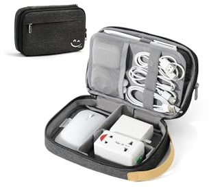Travelkin kabeltasche, Elektronik Organizer Reisetasche, Kabel Organizer Tasche für Ladekabel, Ladegeräte, Handy, SD-Karte, USBs (Schwarz)