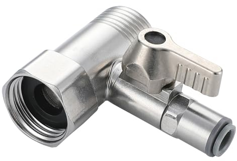 RO Feed Water Adapter Stainless Steel 3-Way T Connector with Shut Off Valve Plumbing Fitting BSP 1/2” Male & Female + 1/4” Push Fit Adapter