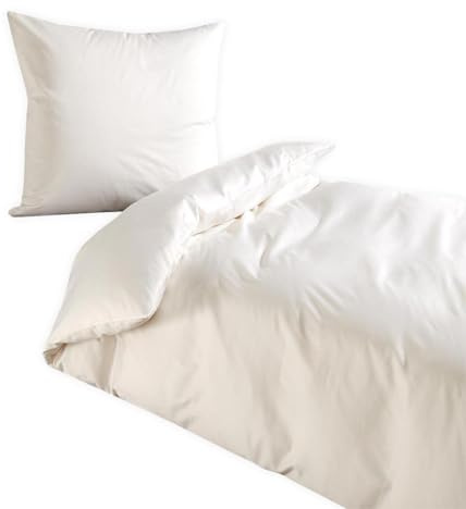 Traumschlaf Uni Mako-Satin Bettwäsche – seidig glatt & hautsympathisch aus 100% Baumwolle – edles Uni Design, atmungsaktiv & pflegeleicht – mit Reißverschluss – 135x200 cm + 80x80 cm, Weiss