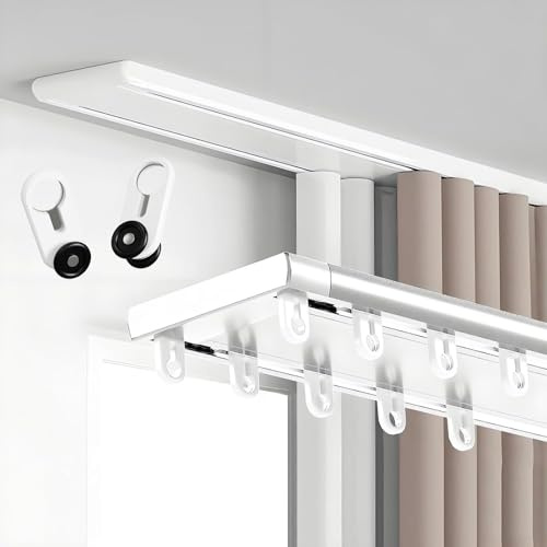 Silent - Barra de cortina de 2 vías con montaje en techo, de aleación de aluminio, divisor de habitación y barra de cortina de balcón (blanco, 1,6 m), ideal para decoración elegante del hogar