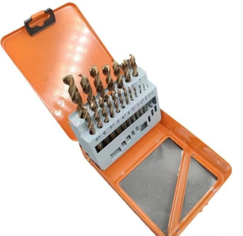 Springwillfly Set di punte elicoidali multiuso per trapano, 19 pezzi, 1-10 mm, cobalto HSS per legno, metallo e plastica, acciaio ad alta velocità con custodia (A)