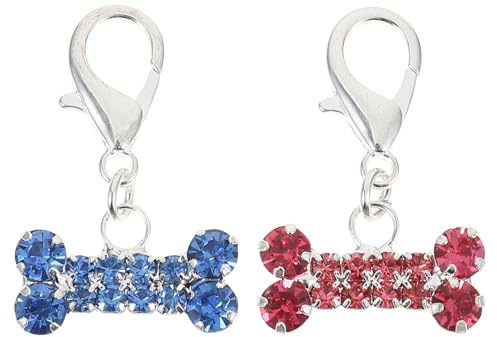 FONDOTIN 2 Stück Strass Hundeknochen Anhänger Leichter Knochenanhänger aus Robustem Material Halsbandzubehör für Kleine Hunde Dekorativer Haustierhalsband Schmuck