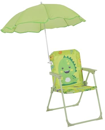 Relaxdays Silla Plegable Infantil con sombrilla, Monster, Exterior, Multicolor 51.5x36x37.5 cm