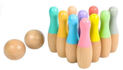 Kegelspiel für Kinder, 12-teiliges Bowling Set mit 10 Pins & 2 Bällen, Indoor & Outdoor Spielzeug für Kleinkinder, fördert Motorik, Kommunikation & Eltern-Kind-Spiele