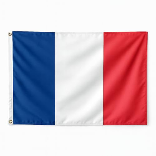 Drapeau France 60 x 90 cm – Drapeau Français Bleu Blanc Rouge avec Œillets – Polyester Résistant 110 g/m² – Utilisation Intérieure et Extérieure