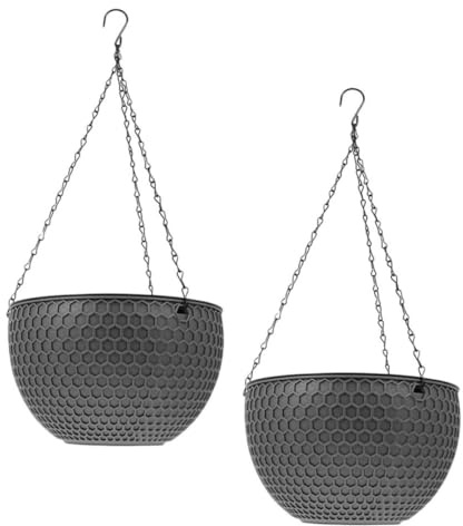 SHINEOFI Macetas Colgantes 2 Piezas Diseño de Panal y Tejido de Ratán de Plástico para Flores y Plantas Ornamentales en Exterior y Jardín