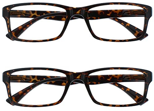 La Société Lunettes De Lecture Marron Écaille Lecteurs Valeur Pack 2 Designer Style Hommes Femmes RR92-2 +1,00