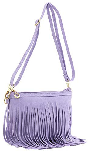 Kleine Umhängetasche mit Fransen und Handgelenkschlaufe, Violett (lavendel), Einheitsgröße