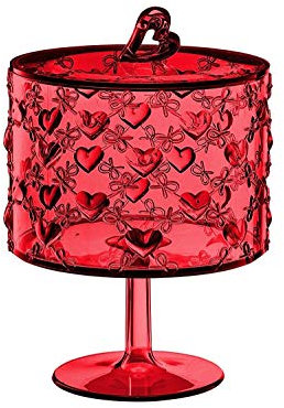 Guzzini Alzata Piccola con Coperchio Love, Rosso Chiaro, Ø11 x h16.7 cm