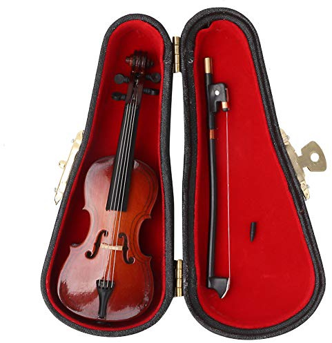 3.9Inch Cello Miniatur, Instrument Ornament Holz Miniatur Cello Replik mit Bogen, Ständer & Geschenkbox Mini Musikinstrument Miniatur Modell