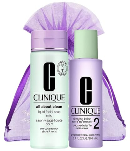 Liquid Facial Soap Mild All About Clean 200ml & Clarifying Lotion Dry Combination Skin 2 Exfoliator 200ml with a Gift Bag Bundle