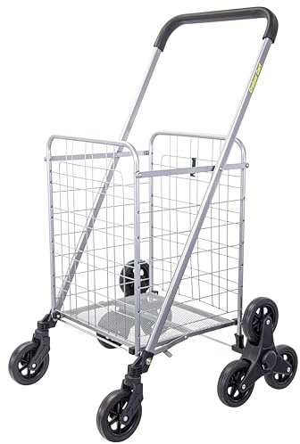 dbest products Stair Climber Cruiser Carrello per la spesa, cesto portabiancheria, pieghevole, con ruote girevoli, compatto, leggero, argento