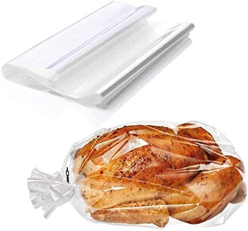Roasting Bags for Oven with Ties | Oven Food Bags for Roasting Chicken, Turkey, vegetables, Meat & Fish | 38 x 25cm | Wide use Cooking Bags for Oven | Turkey Roasting Bags | Oven Roasting Bags (48)