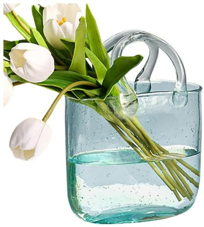 JarróN Billetera, con Asa JarróN De Bolsa De Cristal Vaso Bolsa De Vidro, para Cocina, Sala De Estar De Oficina,Style1-Blue