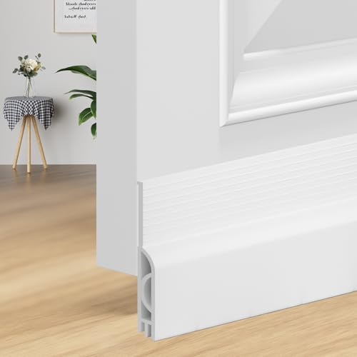 OXRQ Door Draft Stopper for Bottom of Door Sweep for Bottom Weather Stripping Doors Seal Save Energy Draft Guard Blocker Noise Draft Soundproofing Cold Air Insulation (39,White)