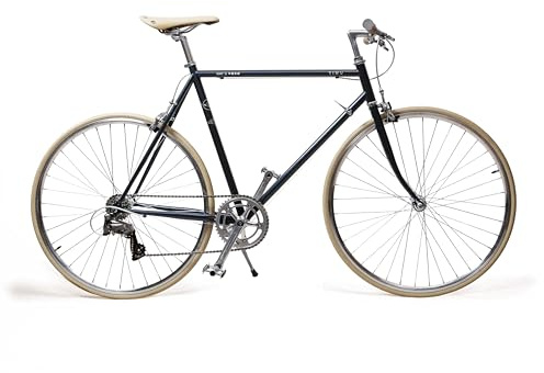 May YIWU 8-Gang Citybike – Urbanes Fahrrad für Damen & Herren, Stahlrahmen, 28 Zoll. Farbe Night Blue (Fast Schwarz), Größe M
