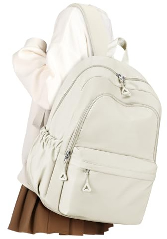 VGCUB Sac a Dos Collège Lycee Ado Fille Garcon Scolaire Sac à Dos Cartable Renforcé Fille Primaire Ecole Renforcé Impermeable Léger Voyage Femme Elegant Scolaires Garçon School Bookbag Beige