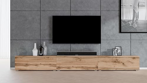 AXLIVING stehendes TV Board Loriano Lowboard Eiche Wotan 3x100 cm