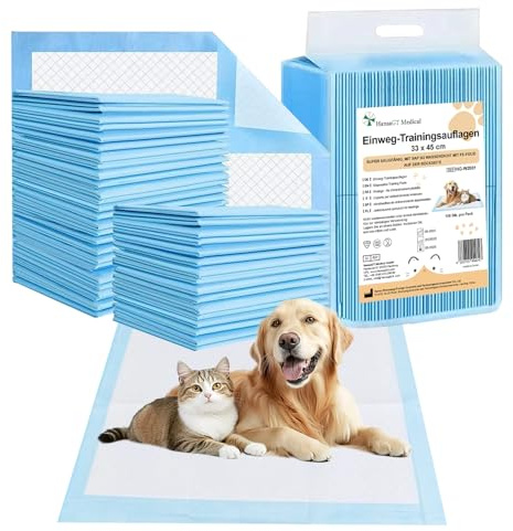 100 Stück Welpen PIPI Matten für Hunde - 33×45cm Hundetrainingsunterlagen mit 5-lagigem Auslaufschutz, Schnellsaugend & Anti-Durchfeuchtung, Geeignet für Hunde Aller Altersstufen