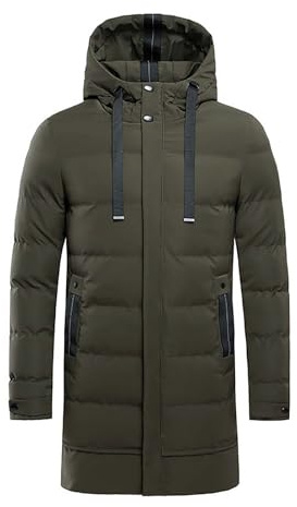 Generisch jacke herrenWarm Long Steppjacke Herren Kapuze Atmungsaktiv Wintermantel Herren Taschen Winter Einfarbiger Kapuzenjacke ReißVerschluss Baumwolle Winterjacke Bequem Fit Mantel