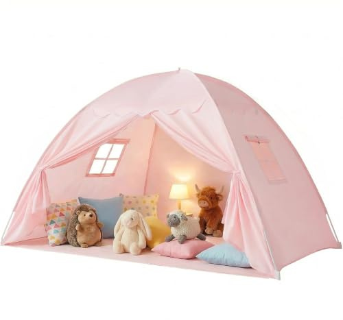 Tienda de campaña para cama para habitación infantil, tienda de campaña para niños, cama de suelo, tienda de campaña para niños, tienda de juegos para interiores, portátil y plegable, cama doble