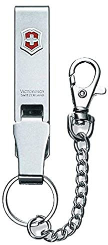 Victorinox, Passe-ceinture Multiclip avec chaînette, Couteau de Poche Suisse, accessoires, Multifonction, Étui, argent