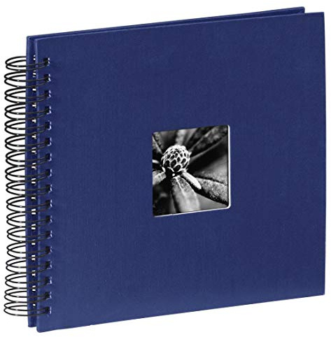 Hama Fotoalbum 28x24 cm (Spiral-Album mit 50 schwarzen Seiten, Fotobuch mit Pergamin-Trennblättern, Album zum Einkleben und Selbstgestalten) blau