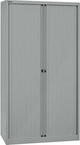 BISLEY Rollladenschrank EuroTambour, 4 Fachböden, 5 OH, Metall, Sl355 Rollladen/Korpus Silber, 43 x 100 x 198 cm