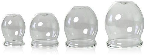 Lauschaer Glas 4er medizinisches Feuer-Schröpfglasset 40-50-60-70mm zum professionellen, medizinischen Feuerschröpfen mundgeblasen handgeformt
