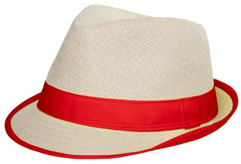 Caspar Unisex Trilby Hut/Strohhut mit farbiger Krempe - 2 Modelle - viele Farben - HT001, Farbe:No.2 rot