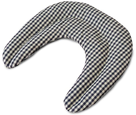 Coussin compartimenté tour de cou aux graines - Coton bio - bleu et blanc - graines de colza - coussin thermique pour la nuque